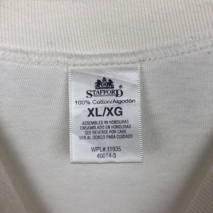 90'S Stafford College T-shirt, Men's XL equivalent, Vintage cotton pale white type Vintage Second Hand