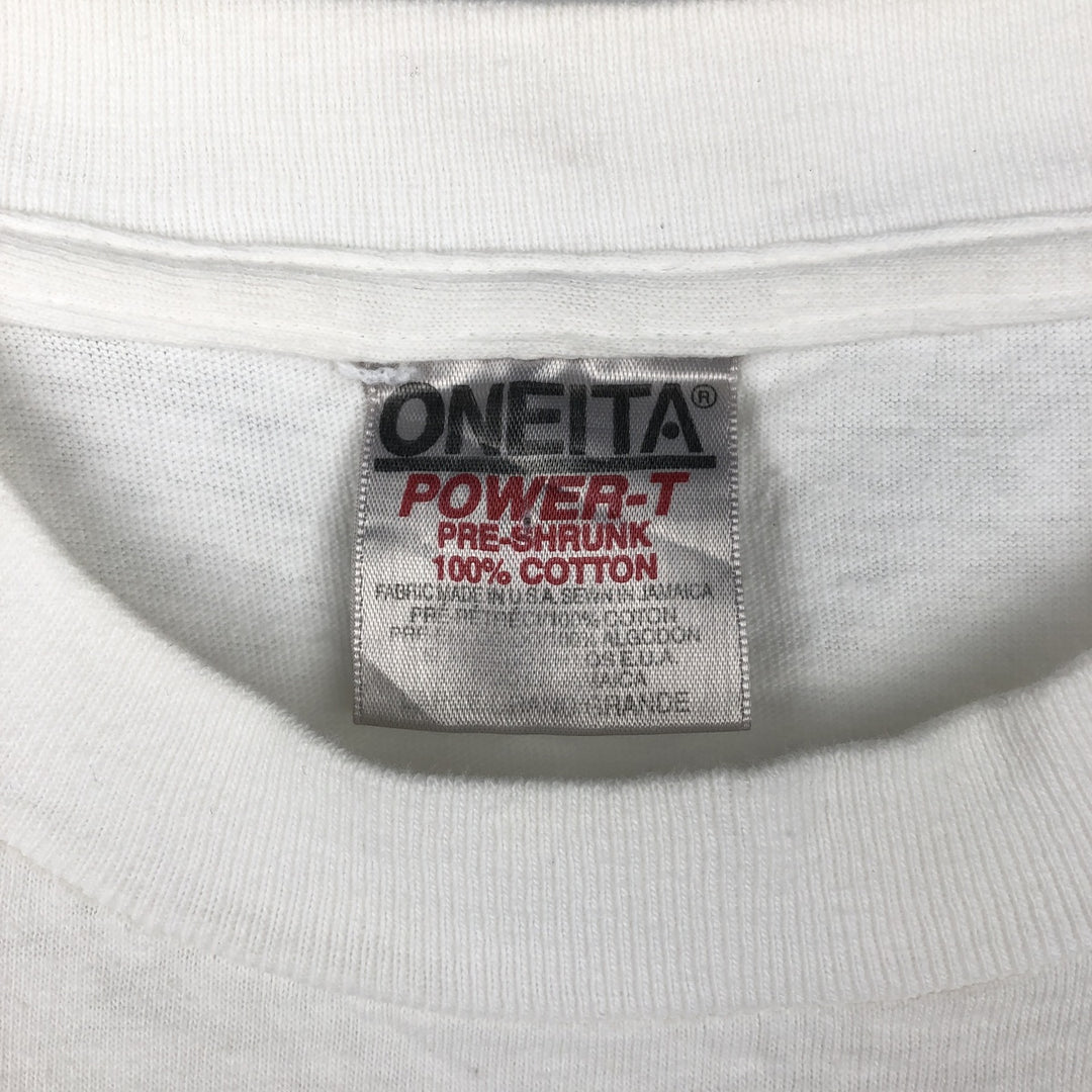 90'S ONEITA POWER-T Fish Print Animal T-Shirt Men's Size L (Equivalent) Vintage cotton white type Vintage Second Hand