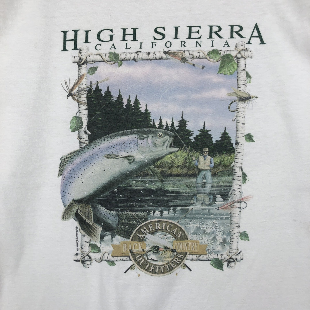 90'S ONEITA POWER-T Fish Print Animal T-Shirt Men's Size L (Equivalent) Vintage cotton white type Vintage Second Hand