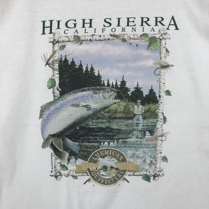 90'S ONEITA POWER-T Fish Print Animal T-Shirt Men's Size L (Equivalent) Vintage cotton white type Vintage Second Hand