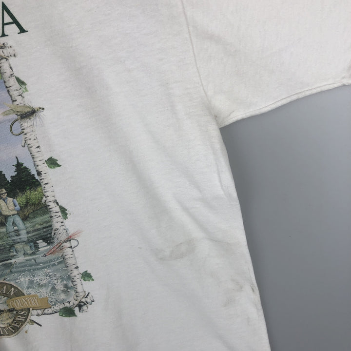 90'S ONEITA POWER-T Fish Print Animal T-Shirt Men's Size L (Equivalent) Vintage cotton white type Vintage Second Hand