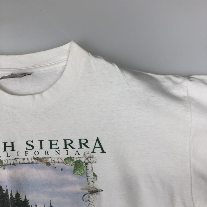 90'S ONEITA POWER-T Fish Print Animal T-Shirt Men's Size L (Equivalent) Vintage cotton white type Vintage Second Hand