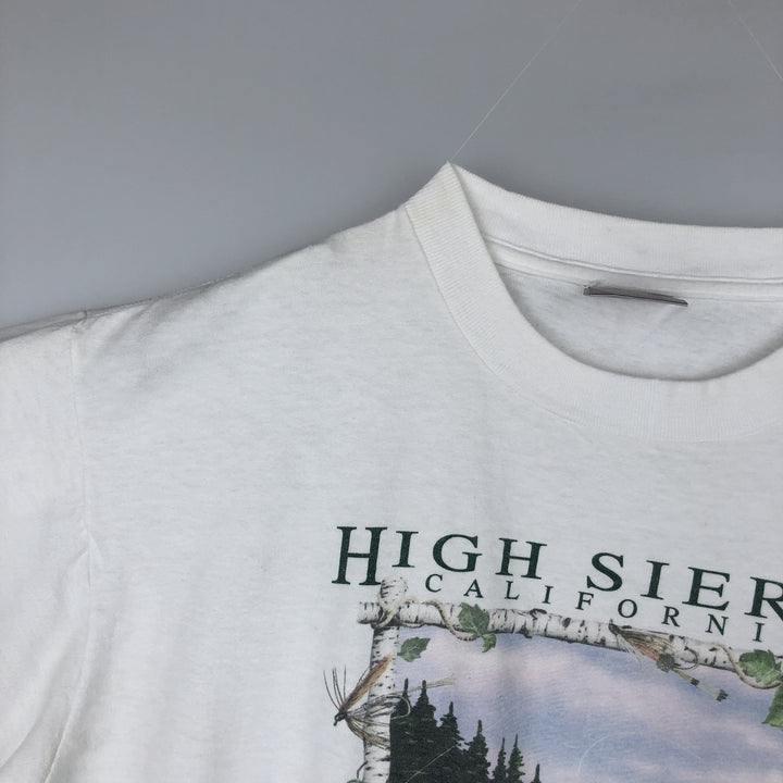 90'S ONEITA POWER-T Fish Print Animal T-Shirt Men's Size L (Equivalent) Vintage cotton white type Vintage Second Hand