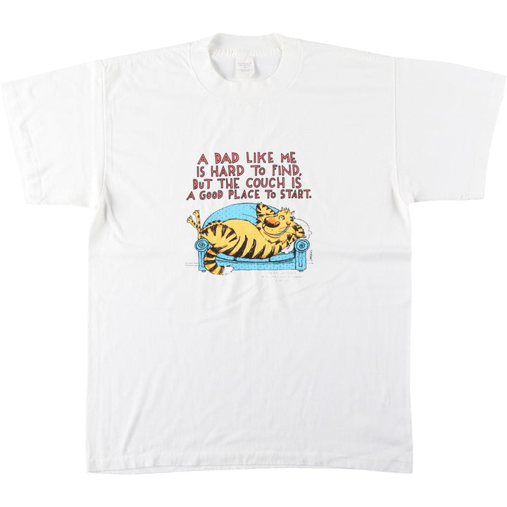 90'S Shoebox Greetings Dad Joke Print T-Shirt, Made in USA, Men's Size L (Equivalent), Vintage polyester white type Vintage Second Hand