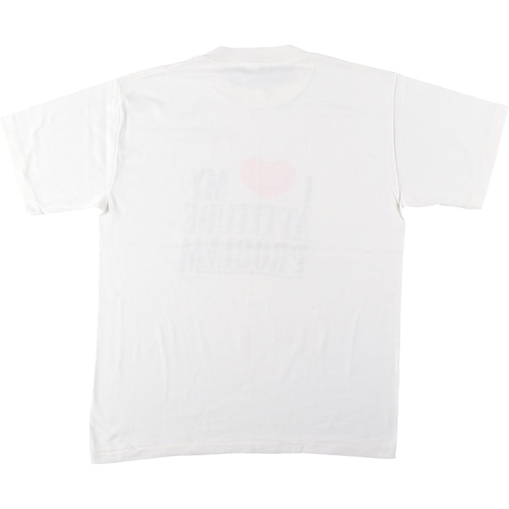 90'S Shoebox Greetings Print T-Shirt, Made in USA, Men's XL equivalent, Vintage polyester white type Vintage Second Hand