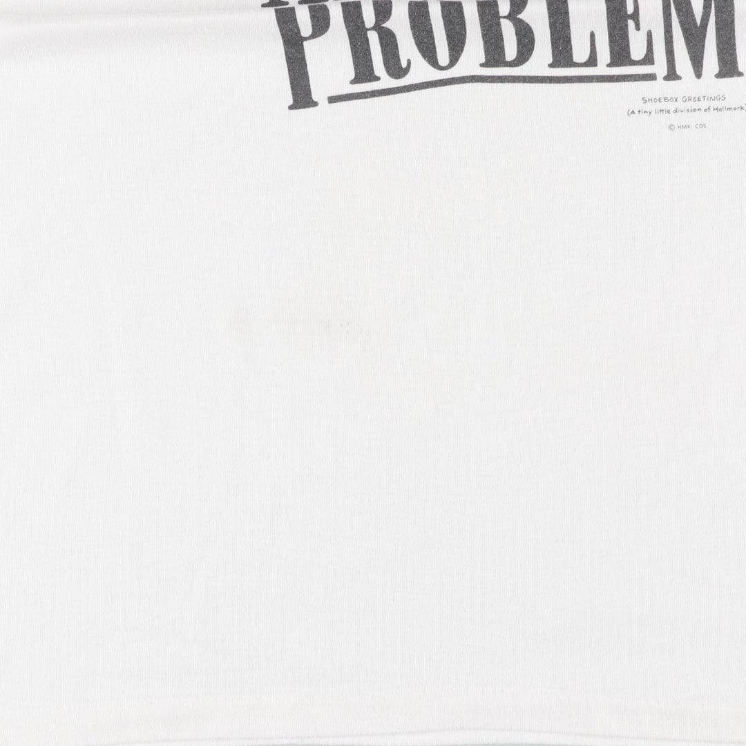 90'S Shoebox Greetings Print T-Shirt, Made in USA, Men's XL equivalent, Vintage polyester white type Vintage Second Hand
