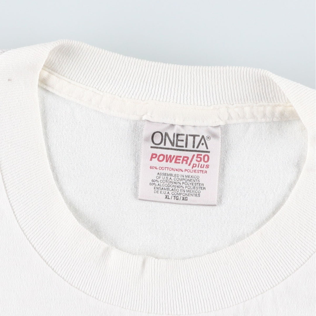 90'S ONEITA SMF Blood Centers Message Print T-Shirt, Men's XL (approx.), Vintage cotton white type Vintage Second Hand
