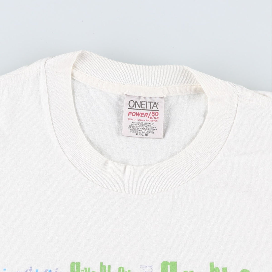 90'S ONEITA SMF Blood Centers Message Print T-Shirt, Men's XL (approx.), Vintage cotton white type Vintage Second Hand