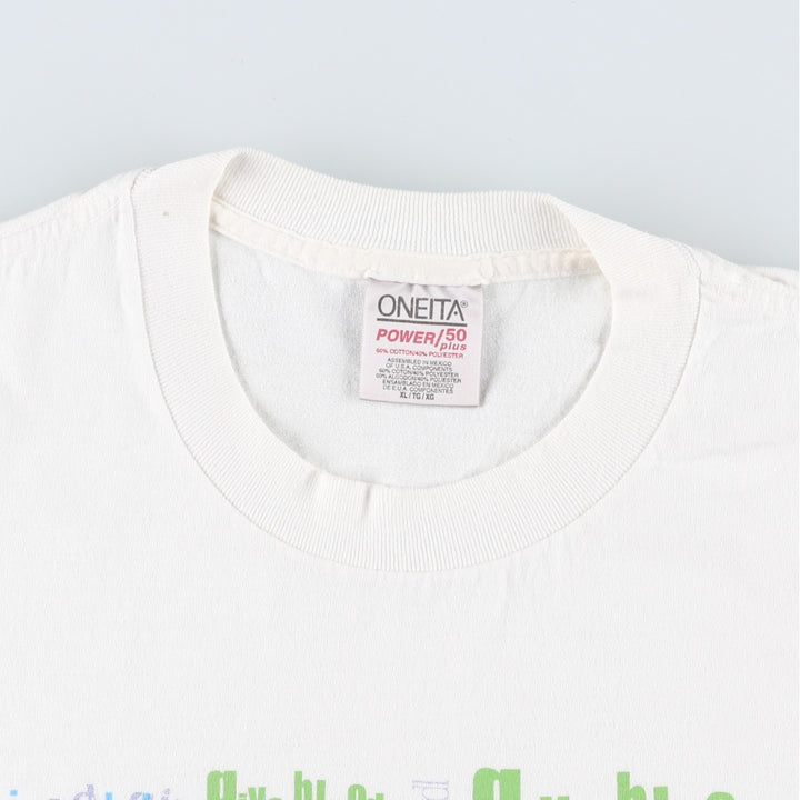 90'S ONEITA SMF Blood Centers Message Print T-Shirt, Men's XL (approx.), Vintage cotton white type Vintage Second Hand