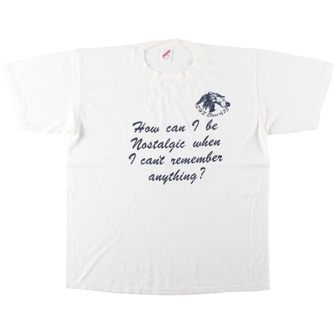 Jerzees message print t-shirt, made in USA, men's size XL equivalent, vintage. cotton white type Vintage Second Hand