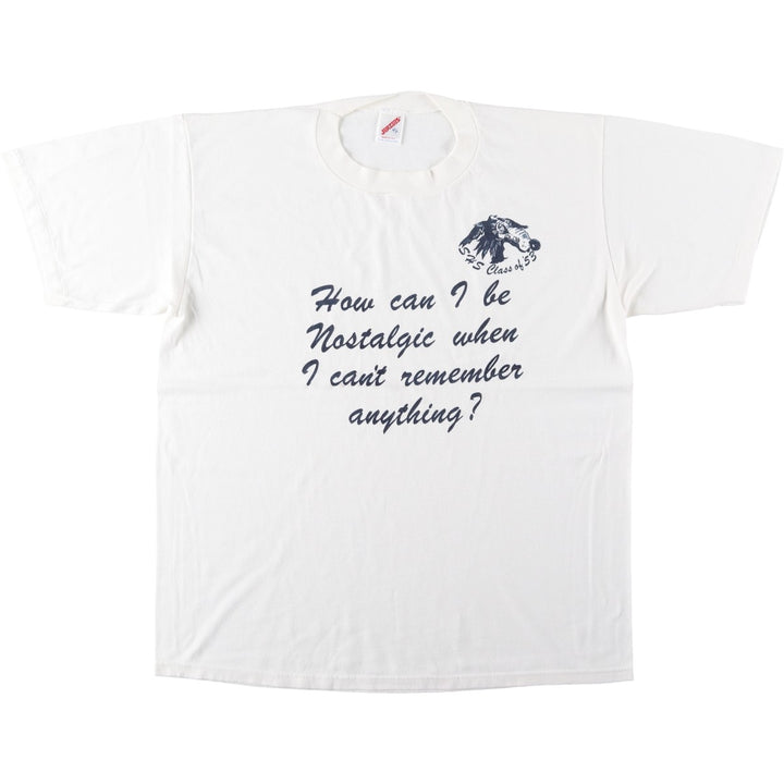 Jerzees message print t-shirt, made in USA, men's size XL equivalent, vintage. cotton white type Vintage Second Hand