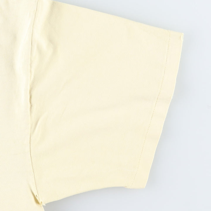 90'S Hanes BEEFY-T Message Print T-shirt Made in USA Men's L Size Vintage cotton yellow type Vintage Second Hand