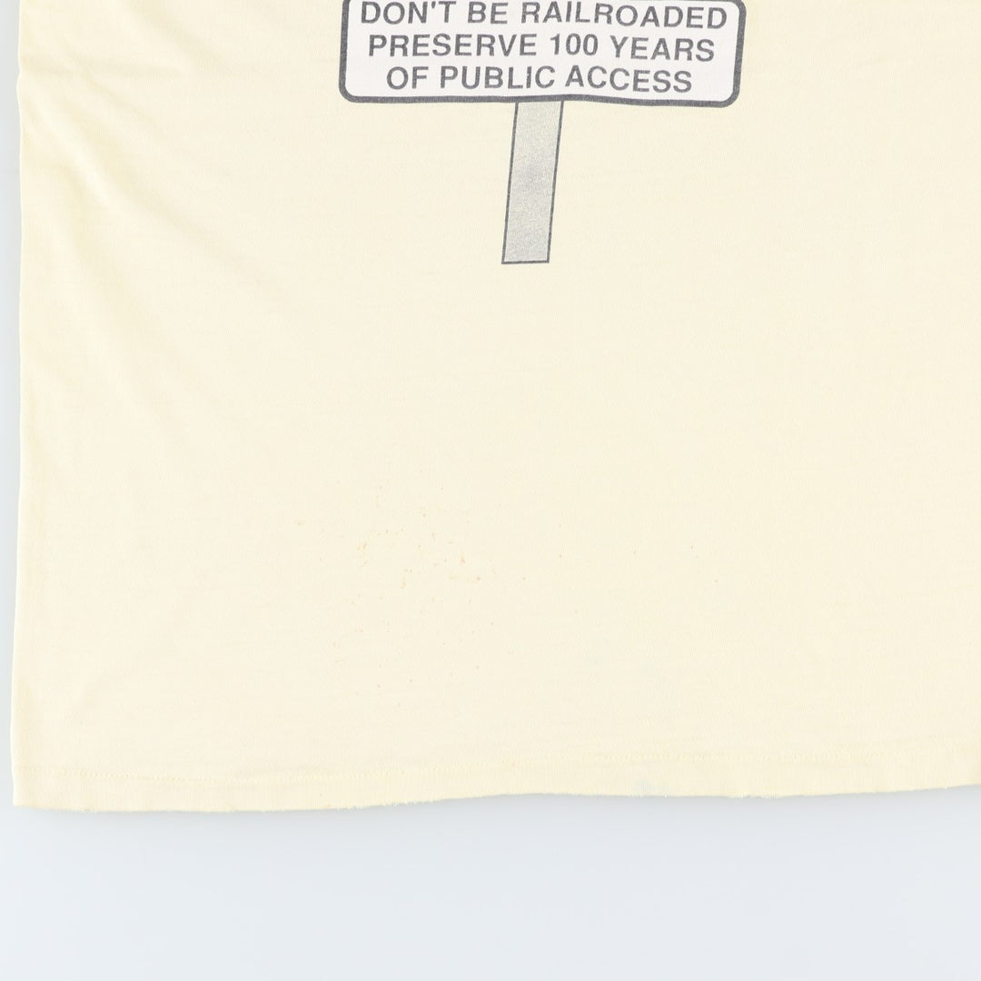 90'S Hanes BEEFY-T Message Print T-shirt Made in USA Men's L Size Vintage cotton yellow type Vintage Second Hand