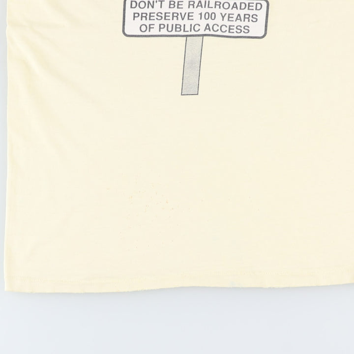 90'S Hanes BEEFY-T Message Print T-shirt Made in USA Men's L Size Vintage cotton yellow type Vintage Second Hand