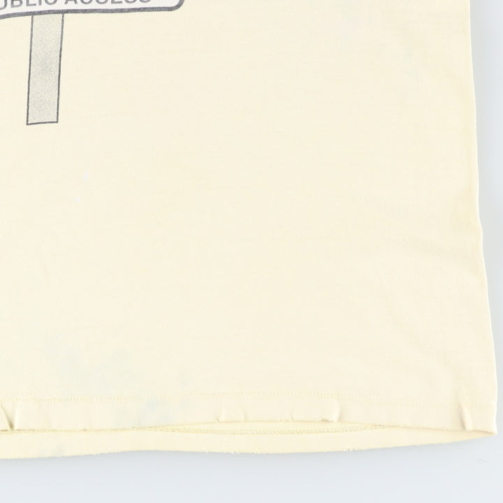 90'S Hanes BEEFY-T Message Print T-shirt Made in USA Men's L Size Vintage cotton yellow type Vintage Second Hand