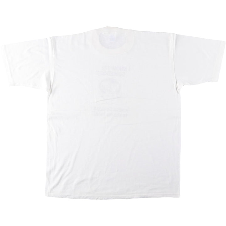 90'S Jerzees "God don't make no junk" print T-shirt, Made in USA, Men's XL equivalent, Vintage. cotton white type Vintage Second Hand