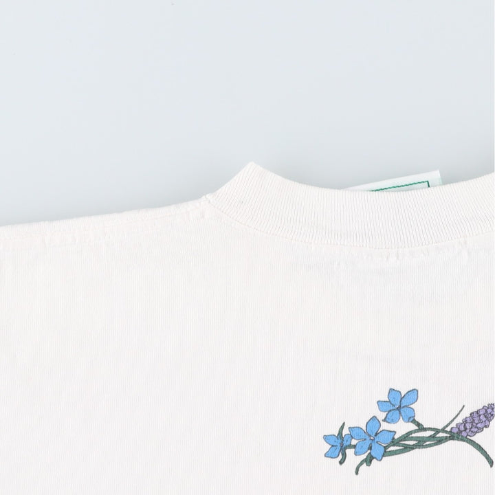 90'S The Aussie Company Wild Flowers Floral Art T-Shirt, Made in USA, Men's Size M (Equivalent), Vintage cotton white type Vintage Second Hand