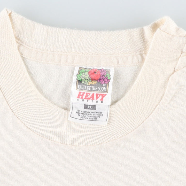 90'S Fruit of the Loom Heavy Cotton Printed T-Shirt, Men's XL, Vintage cotton unbleached Vintage Second Hand