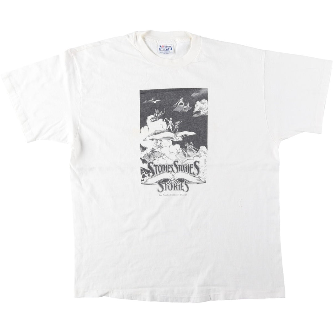 90'S Hanes Los Angeles Children's Theatre Art T-shirt, Made in USA, Men's Size L (approx.), Vintage cotton white type Vintage Second Hand