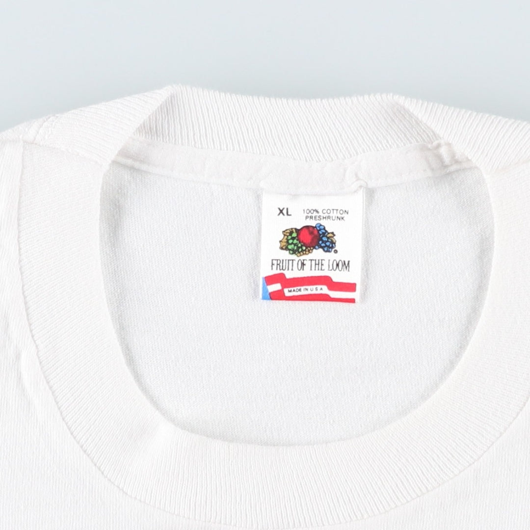 80'S Fruit of the Loom The Leash Print T-Shirt, Made in USA, Men's XL equivalent, Vintage cotton white type Vintage Second Hand