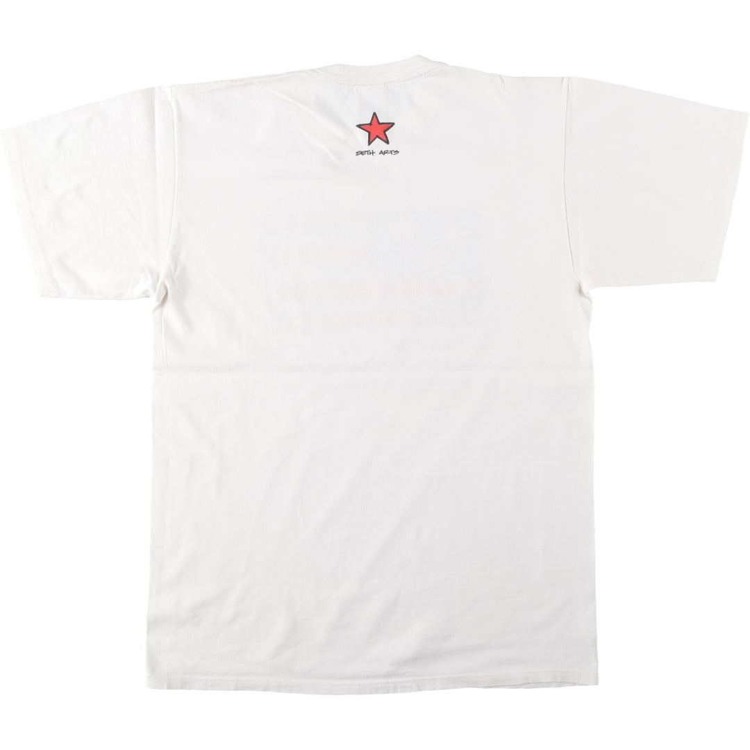 90'S Jerzees Pierre Lafond Wendy Foster American flag print T-shirt, Made in USA, Men's size L equivalent, Vintage cotton white type Vintage Second Hand