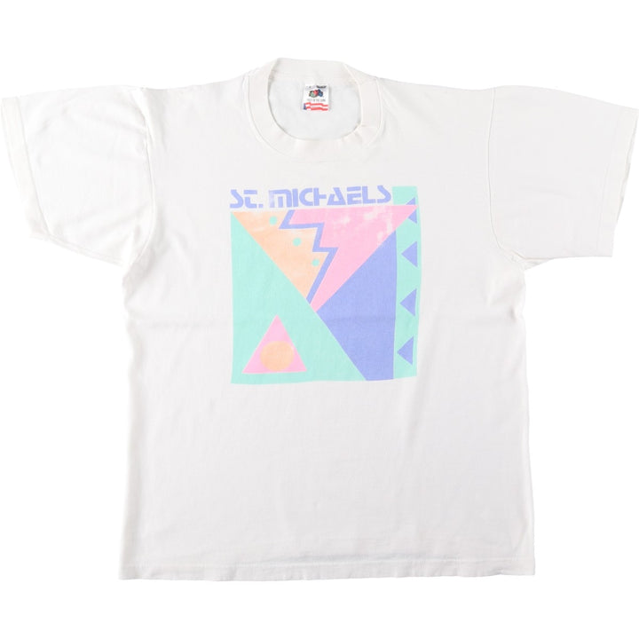 90'S Fruit of the Loom St. Michaels Art T-shirt, Made in USA, Men's Size L (approx.), Vintage cotton white type Vintage Second Hand