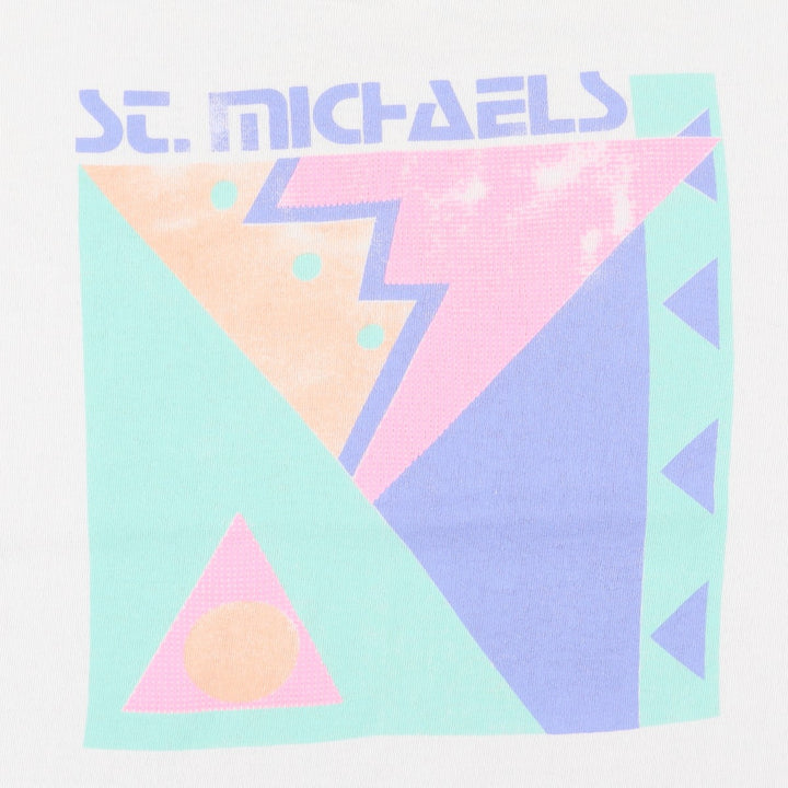 90'S Fruit of the Loom St. Michaels Art T-shirt, Made in USA, Men's Size L (approx.), Vintage cotton white type Vintage Second Hand