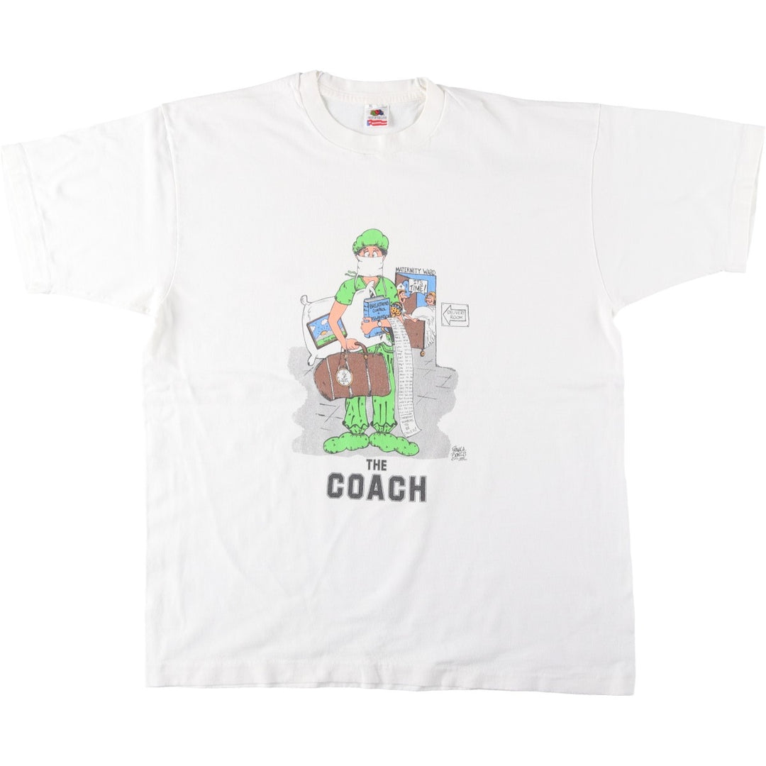 90'S Fruit of the Loom print T-shirt, Made in USA, Men's XL cotton white type Vintage Second Hand