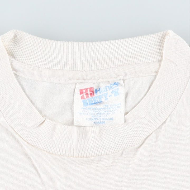 90'S Hanes BEEFY-T Fish Print Art T-Shirt, Made in USA, Men's XL (approx.), Vintage cotton white type Vintage Second Hand