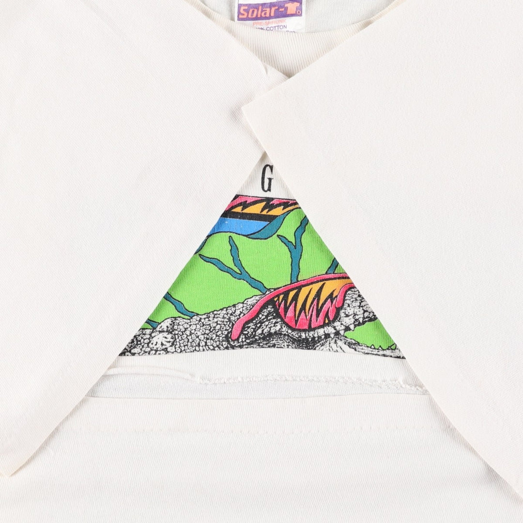 90'S Solar-T Crocodile Pattern Art T-Shirt, Men's XL (approx.), Vintage cotton white type Vintage Second Hand