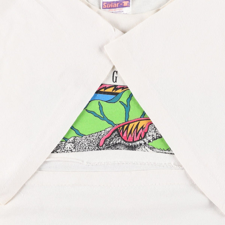 90'S Solar-T Crocodile Pattern Art T-Shirt, Men's XL (approx.), Vintage cotton white type Vintage Second Hand