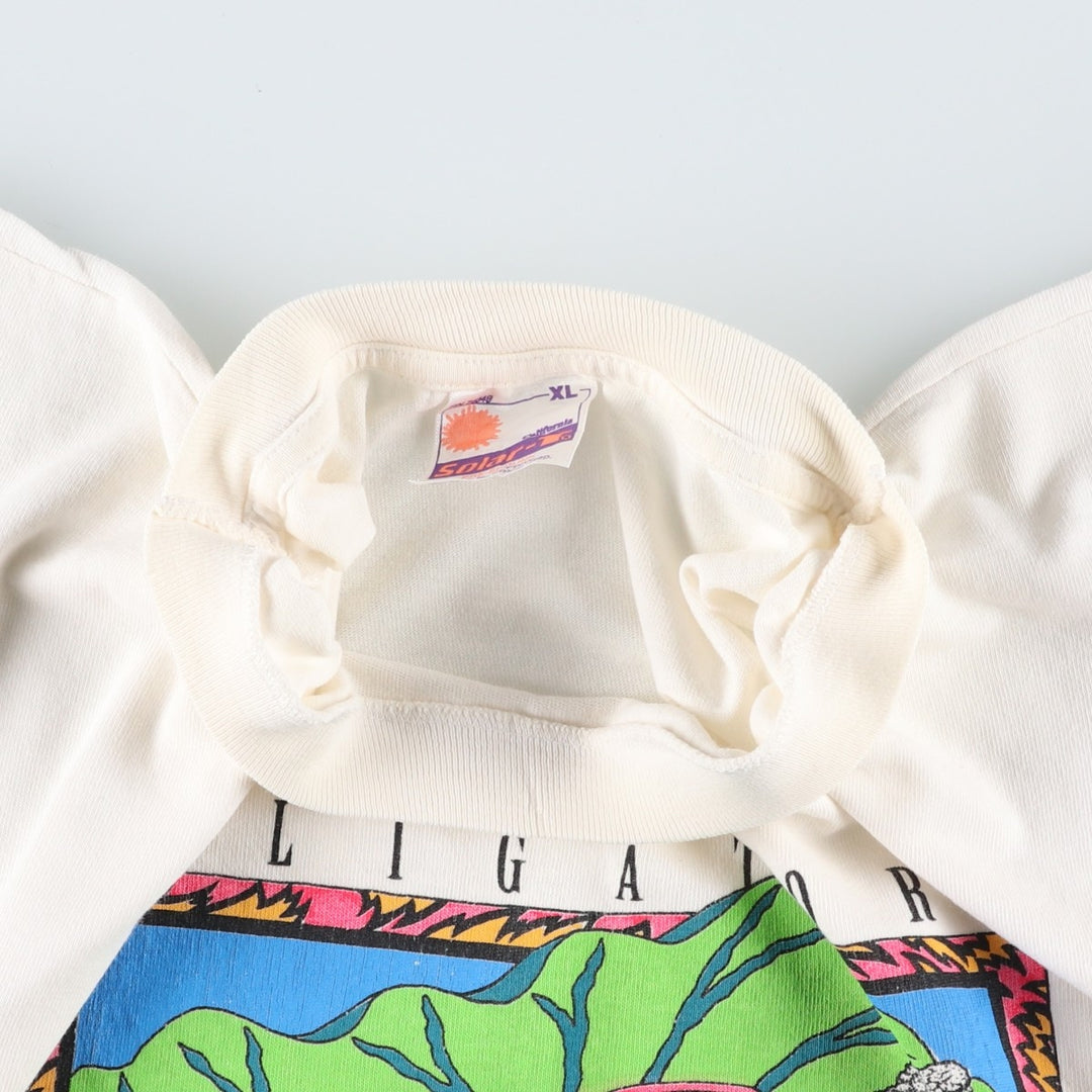 90'S Solar-T Crocodile Pattern Art T-Shirt, Men's XL (approx.), Vintage cotton white type Vintage Second Hand