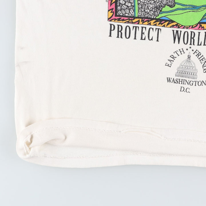 90'S Solar-T Crocodile Pattern Art T-Shirt, Men's XL (approx.), Vintage cotton white type Vintage Second Hand