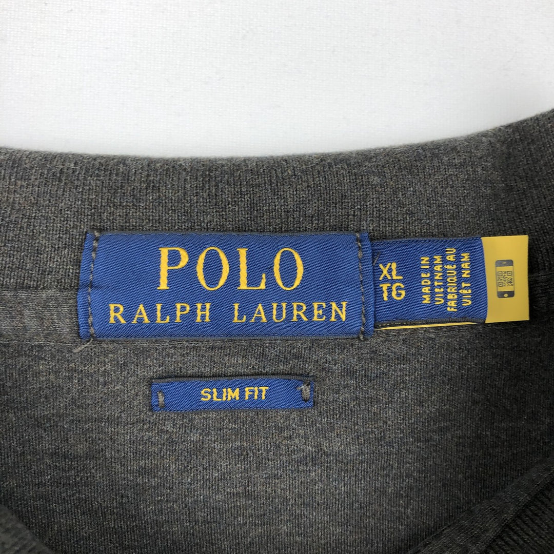 Ralph Lauren POLO RALPH LAUREN SLIM FIT short sleeve polo shirt men's XL equivalent cotton Charcoal Vintage Second Hand