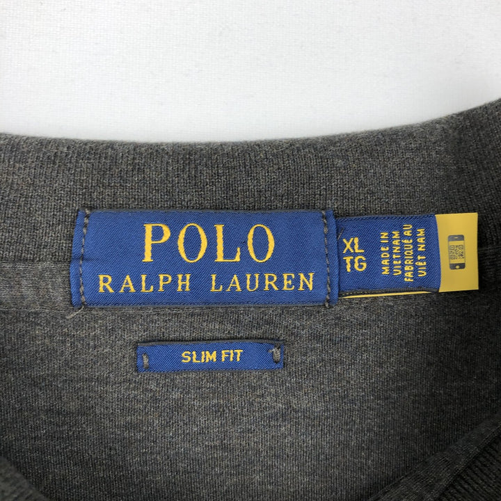Ralph Lauren POLO RALPH LAUREN SLIM FIT short sleeve polo shirt men's XL equivalent cotton Charcoal Vintage Second Hand