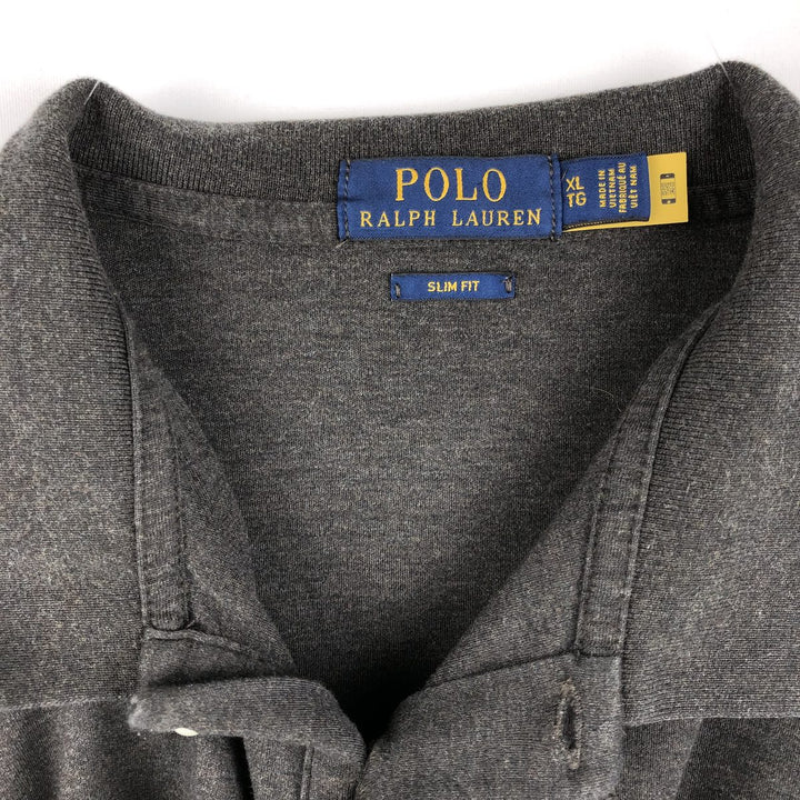 Ralph Lauren POLO RALPH LAUREN SLIM FIT short sleeve polo shirt men's XL equivalent cotton Charcoal Vintage Second Hand