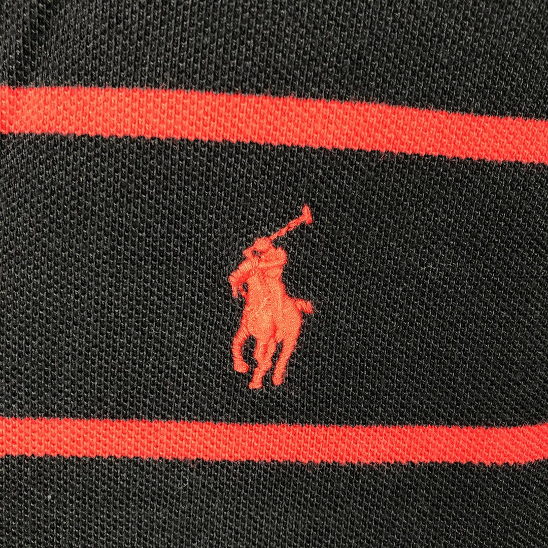 Ralph Lauren POLO RALPH LAUREN CLASSIC FIT short sleeve striped polo shirt men's M size cotton black type Vintage Second Hand
