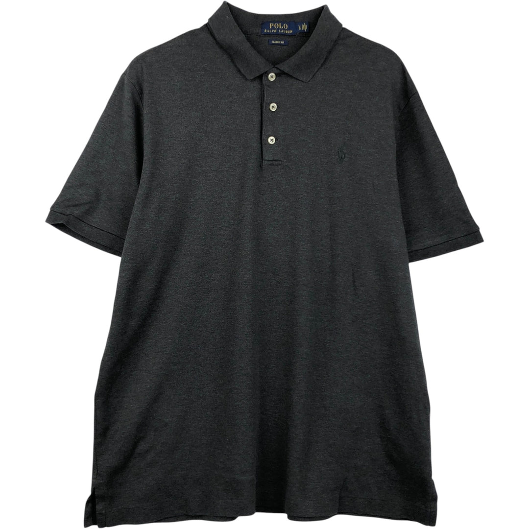 Ralph Lauren POLO RALPH LAUREN CLASSIC FIT short sleeve polo shirt for men size L cotton Charcoal Vintage Second Hand
