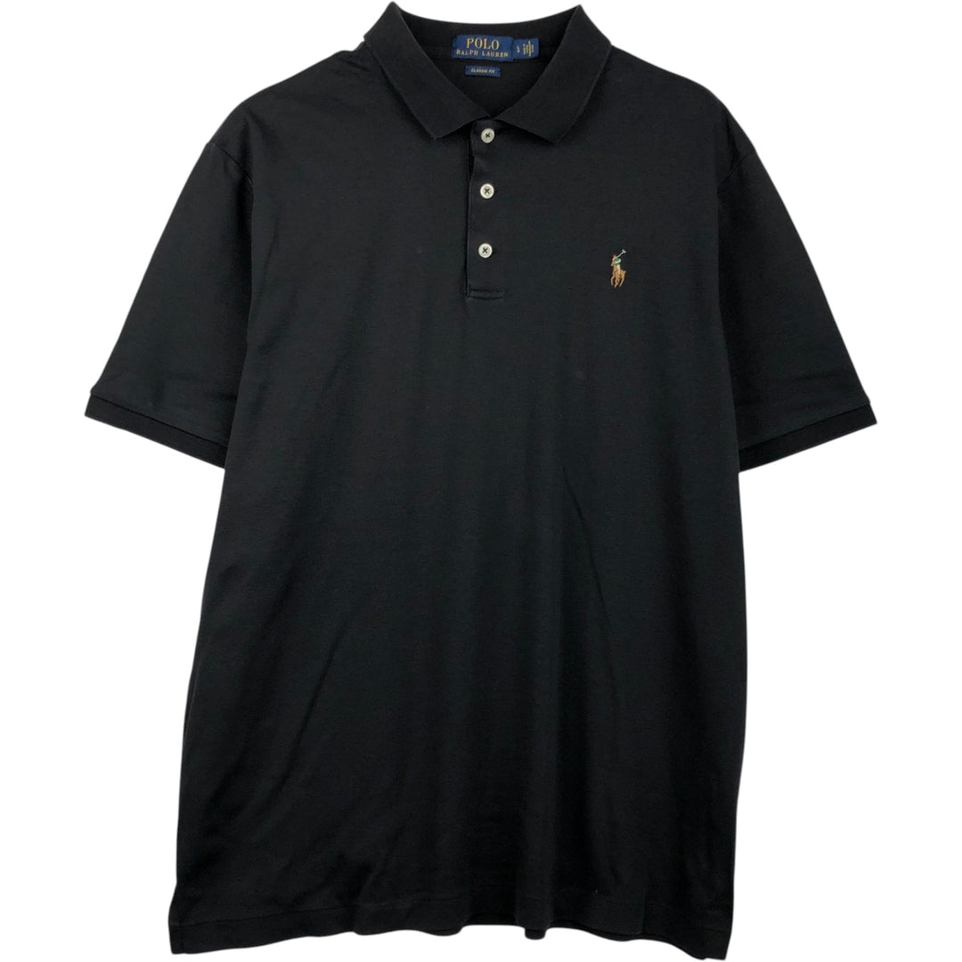 Ralph Lauren POLO RALPH LAUREN CLASSIC FIT short sleeve polo shirt for men size L cotton black type Vintage Second Hand