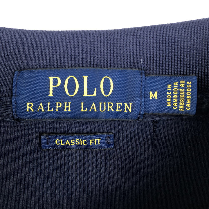 Ralph Lauren POLO RALPH LAUREN CLASSIC FIT short sleeve polo shirt, men's size M cotton navy blue type Vintage Second Hand