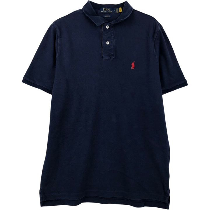 Ralph Lauren POLO RALPH LAUREN CLASSIC FIT short sleeve polo shirt, men's size M cotton navy blue type Vintage Second Hand
