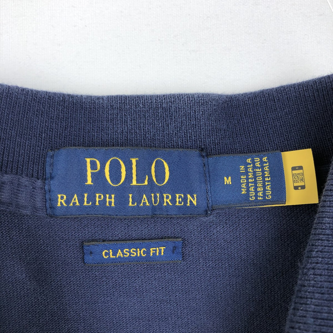 Ralph Lauren POLO RALPH LAUREN CLASSIC FIT short sleeve polo shirt, men's size M cotton navy blue type Vintage Second Hand
