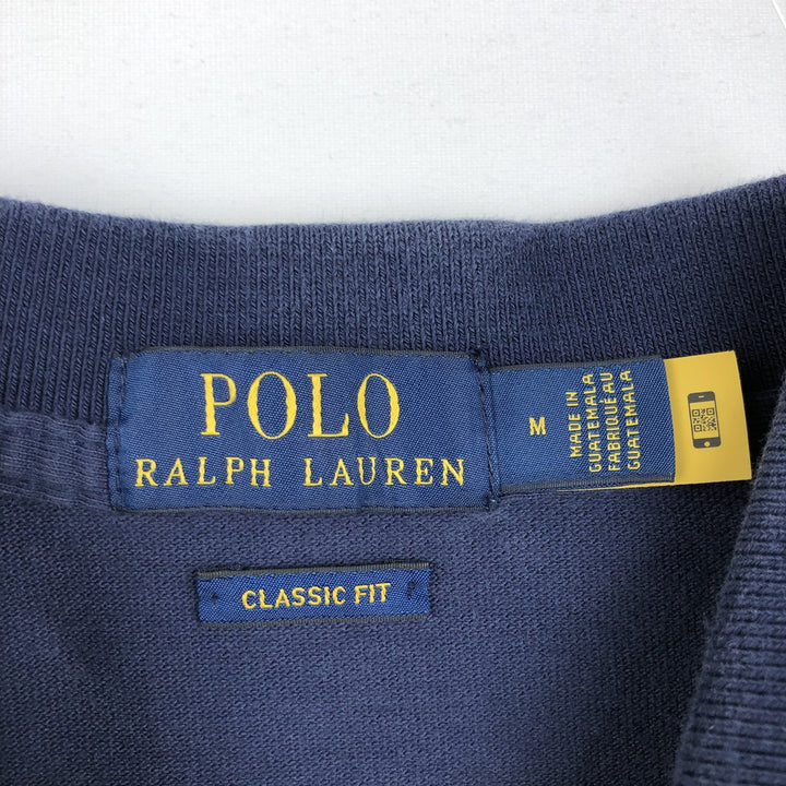 Ralph Lauren POLO RALPH LAUREN CLASSIC FIT short sleeve polo shirt, men's size M cotton navy blue type Vintage Second Hand