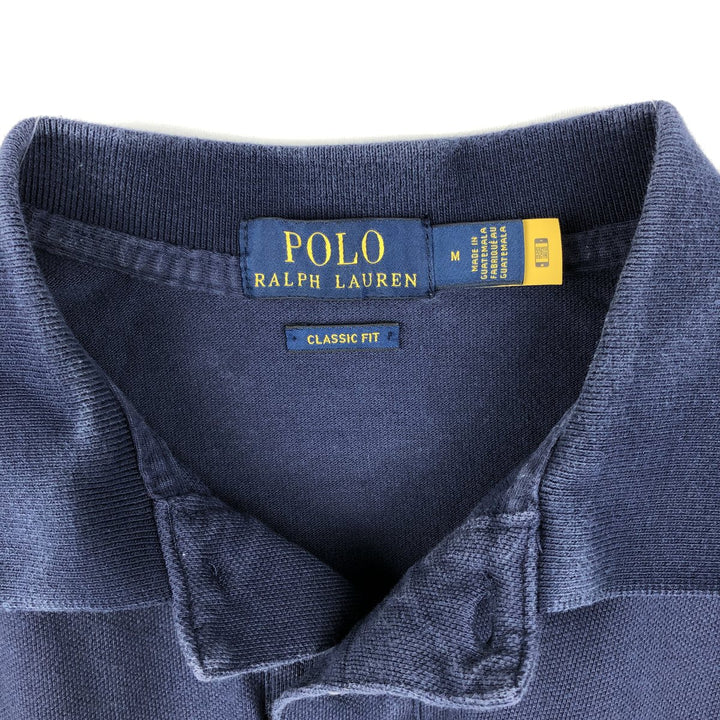 Ralph Lauren POLO RALPH LAUREN CLASSIC FIT short sleeve polo shirt, men's size M cotton navy blue type Vintage Second Hand
