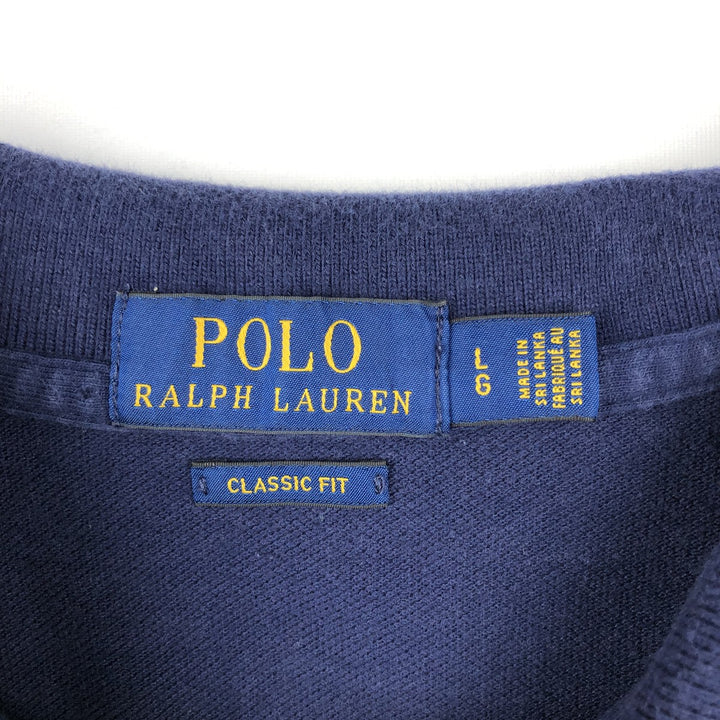 Ralph Lauren POLO RALPH LAUREN CLASSIC FIT short sleeve polo shirt for men size L cotton navy blue type Vintage Second Hand