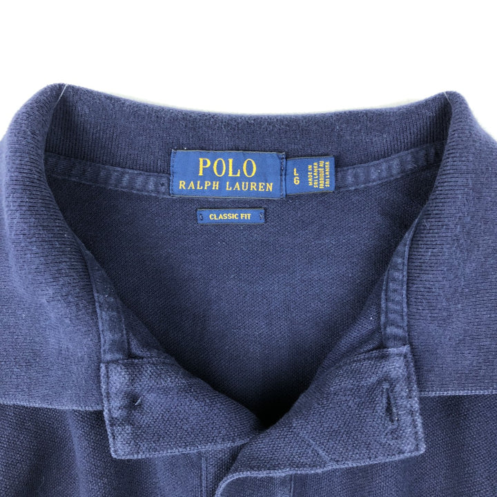 Ralph Lauren POLO RALPH LAUREN CLASSIC FIT short sleeve polo shirt for men size L cotton navy blue type Vintage Second Hand