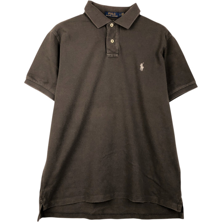 Ralph Lauren POLO RALPH LAUREN CUSTOM SLIM FIT short sleeve polo shirt, men's size L cotton brown type Vintage Second Hand