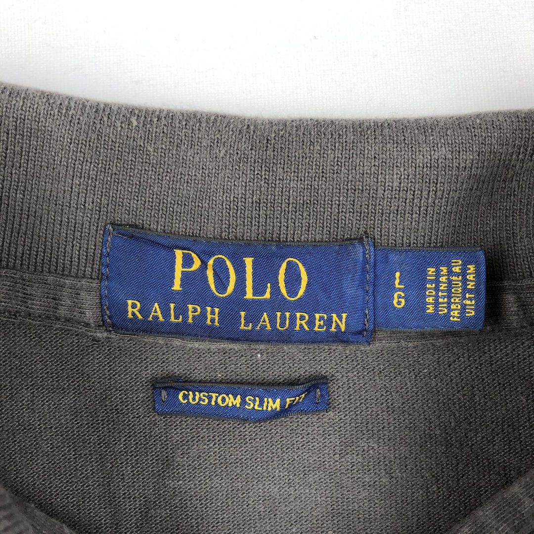 Ralph Lauren POLO RALPH LAUREN CUSTOM SLIM FIT short sleeve polo shirt, men's size L cotton brown type Vintage Second Hand