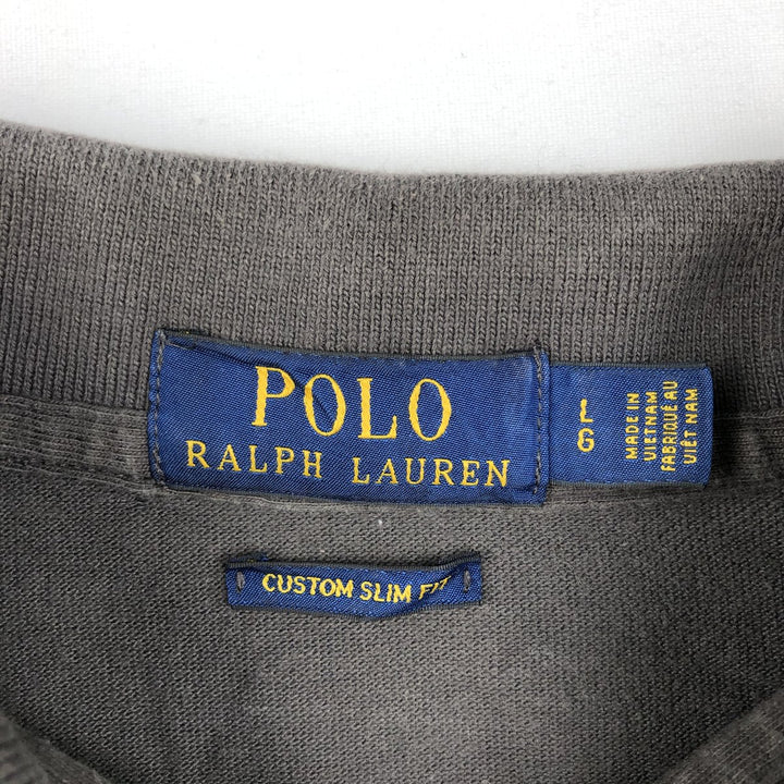 Ralph Lauren POLO RALPH LAUREN CUSTOM SLIM FIT short sleeve polo shirt, men's size L cotton brown type Vintage Second Hand