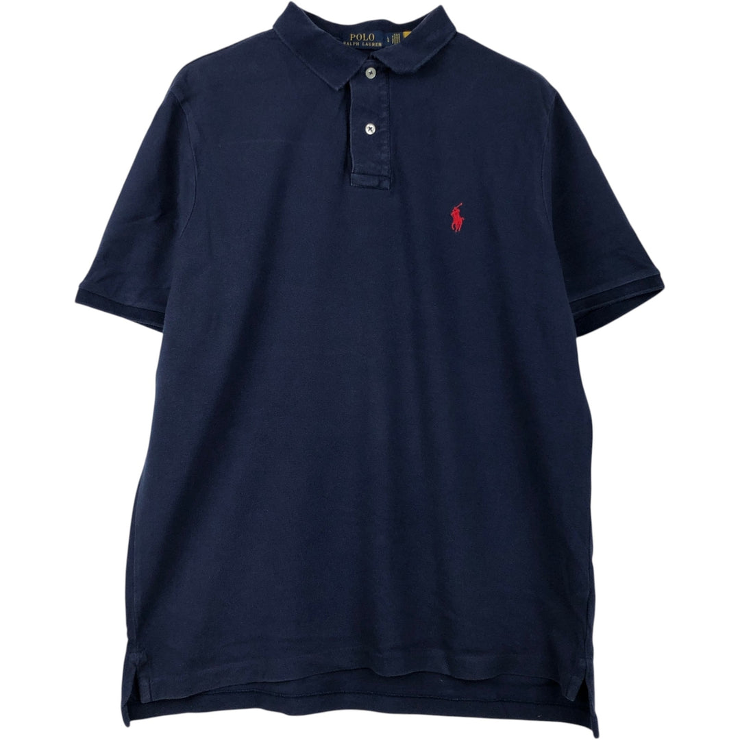 Ralph Lauren POLO RALPH LAUREN CLASSIC FIT short sleeve polo shirt for men size L cotton navy blue type Vintage Second Hand